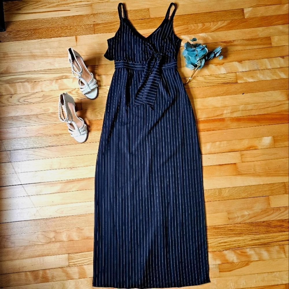 Haute Monde Pinstriped Maxi Dress - Picture 2 of 10